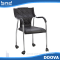 New design iron legs armchair with wheels modern cheap dining chair